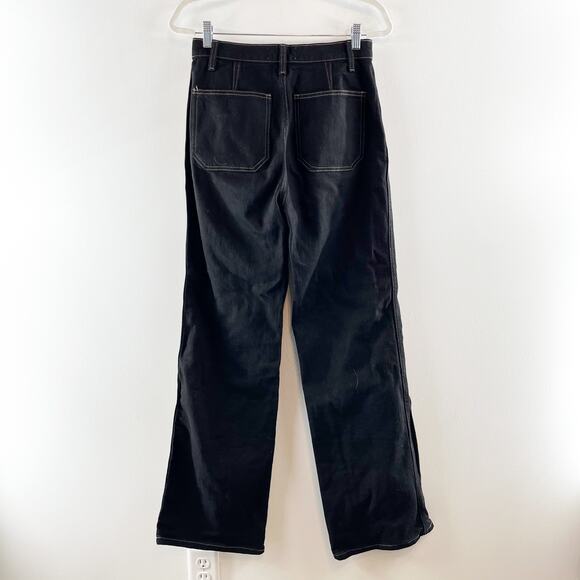 Reformation Alyssa Stretch Denim High Rise Utility Wide Leg Long Jeans Black 28 - Picture 4 of 5